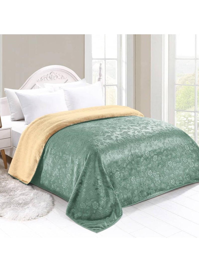 Light and soft plain fur engraved nephrine blanket, king size 220*240 cm
