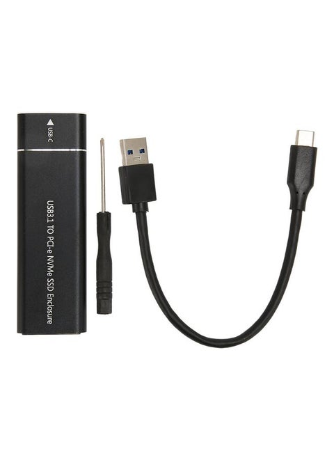 M.2 PCIe NVMe SSD solid state drive box USB3.1 Type-C 10Gbps high-speed transmission metal hard drive box black hard drive box with AC cable