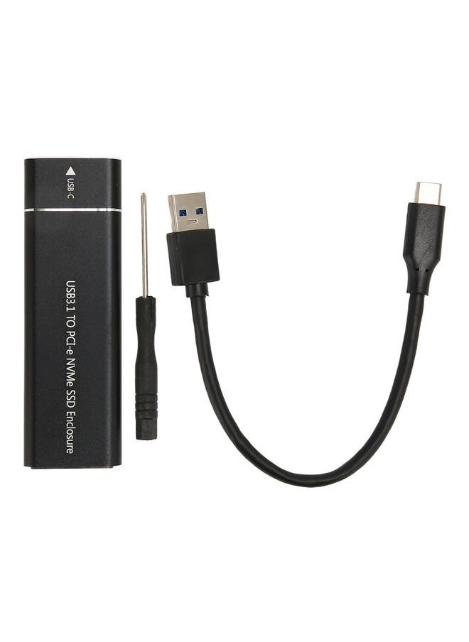 Thoraya M.2 PCIe NVMe SSD solid state drive box USB3.1 Type-C 10Gbps high-speed transmission metal hard drive box black hard drive box with AC cable  - Image 1
