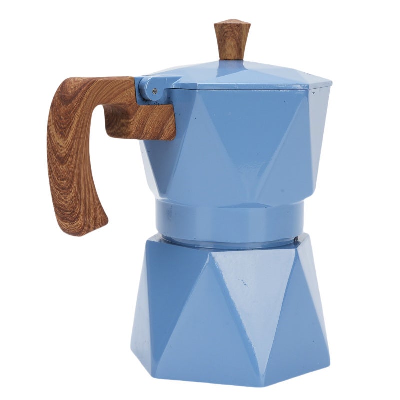 Stovetop Coffee Maker: Blue Large Size, Premium Food Safe Anodized Aluminum, Dual Valve Design - Heat Proof Large Handle, Moka Pot for Home Brewing, Camping, All Stovetops - Image 2