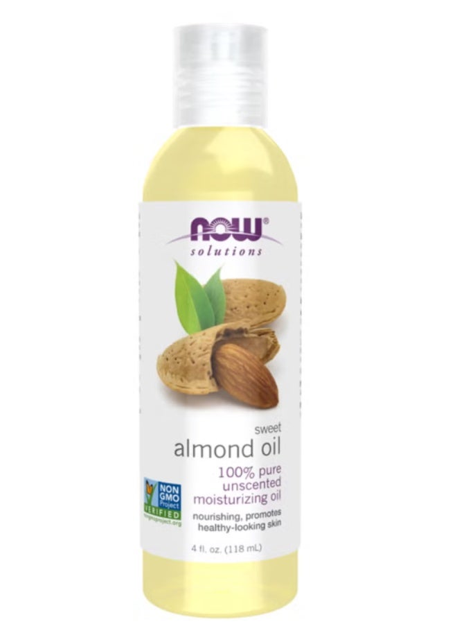 NOW Solutions Sweet Almond Oil 118ml – 100% Pure Natural Moisturizing Oil - Image 1