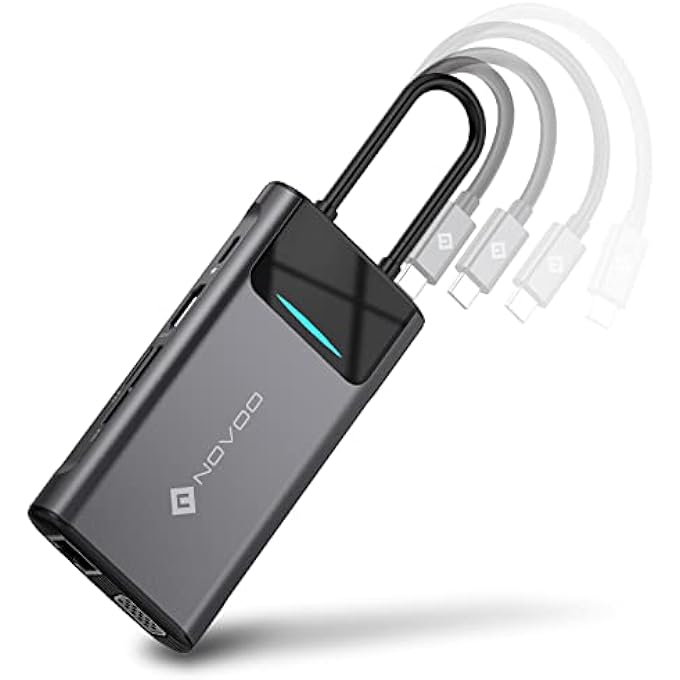 NOVOO 9 IN 1 DOCKING STATION DOCKING STATION 9 PORTS USB C ADAPTER UNIVERSAL TO DUAL HDMI, PD 100W, USB 2.0 FOR LENOVO/DELL/HP/ASUS/MICROSOFT - Image 1