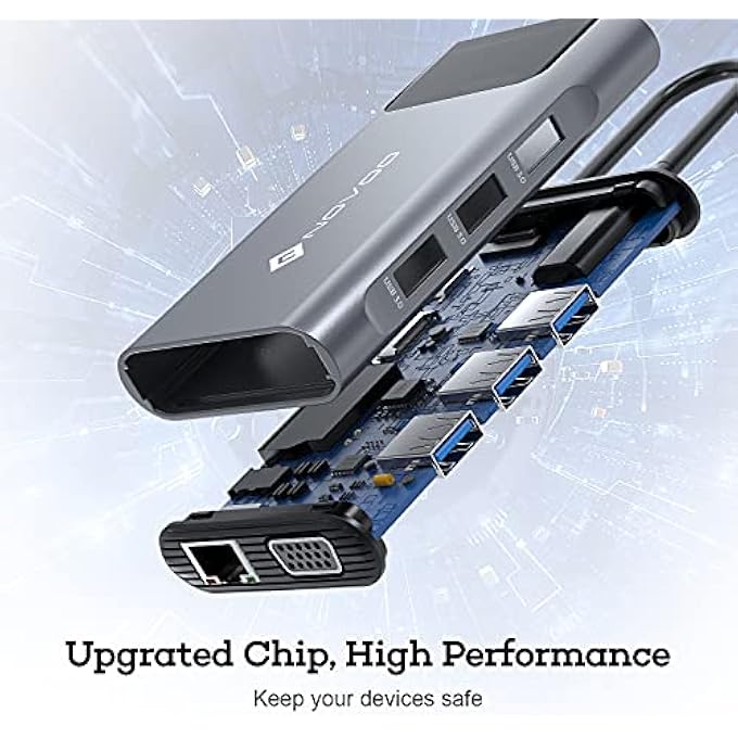 NOVOO 9 IN 1 DOCKING STATION DOCKING STATION 9 PORTS USB C ADAPTER UNIVERSAL TO DUAL HDMI, PD 100W, USB 2.0 FOR LENOVO/DELL/HP/ASUS/MICROSOFT - Image 3