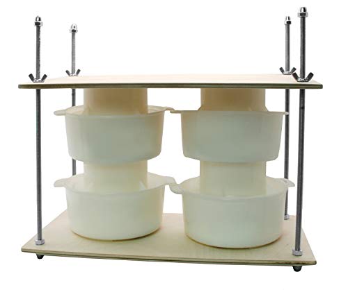 PetriStor PetriStor Wooden Cheese Press for Making Supplies  16in Metal Guides 13in Mold With Follower Piston 13Qt  Ultimate Home Cheese Press  Prensa Para Queso 