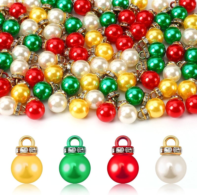 Jansun 90PCS Multicolour Christmas Mini Balls Ornaments Imitation Pearl Pendants Miniature Xmas Tree Hanging Decorations Small Vintage Glitter Balls for Holiday Party Indoor DIY Craft Decor Supplies - Image 1