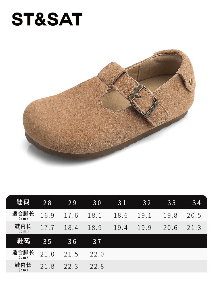 Saturday Children'S Shoes Children'S Birkenstock Shoes 2025 Spring New Easiest For Match Casual Small Leather Shoes Soft Sole Girls' Shoes - Image 1