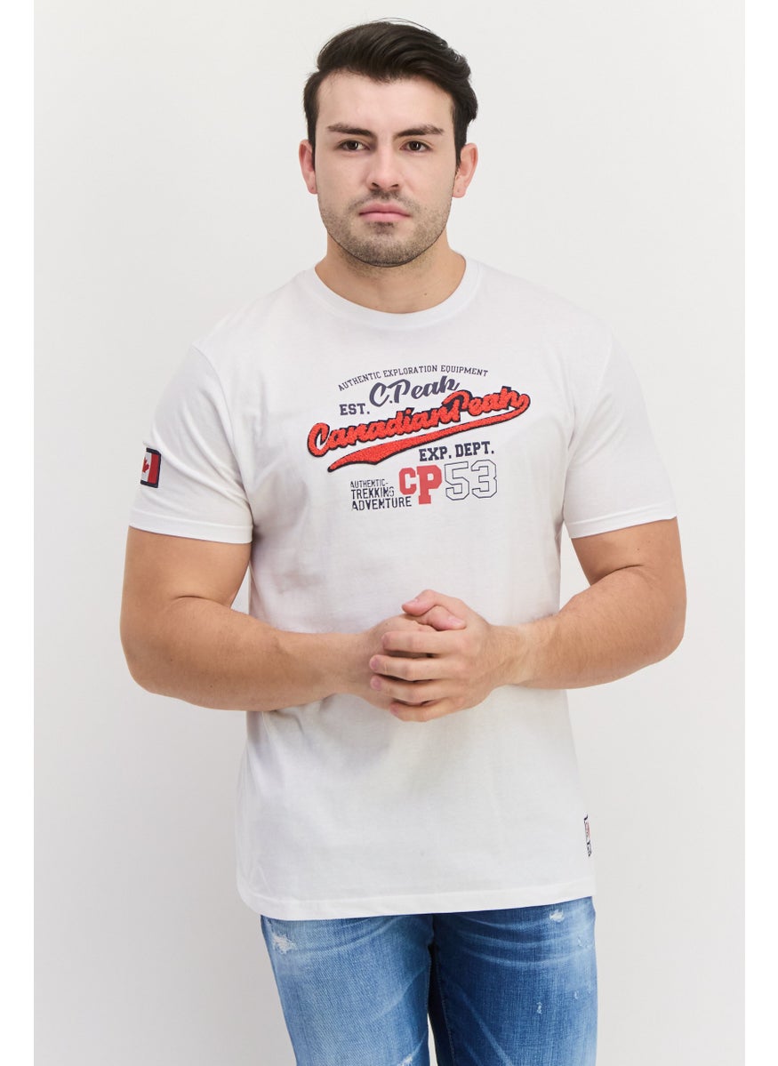 Canadian Peak Men Crew Neck Short Sleeve Graphic Print T-Shirt, White  - Image 1
