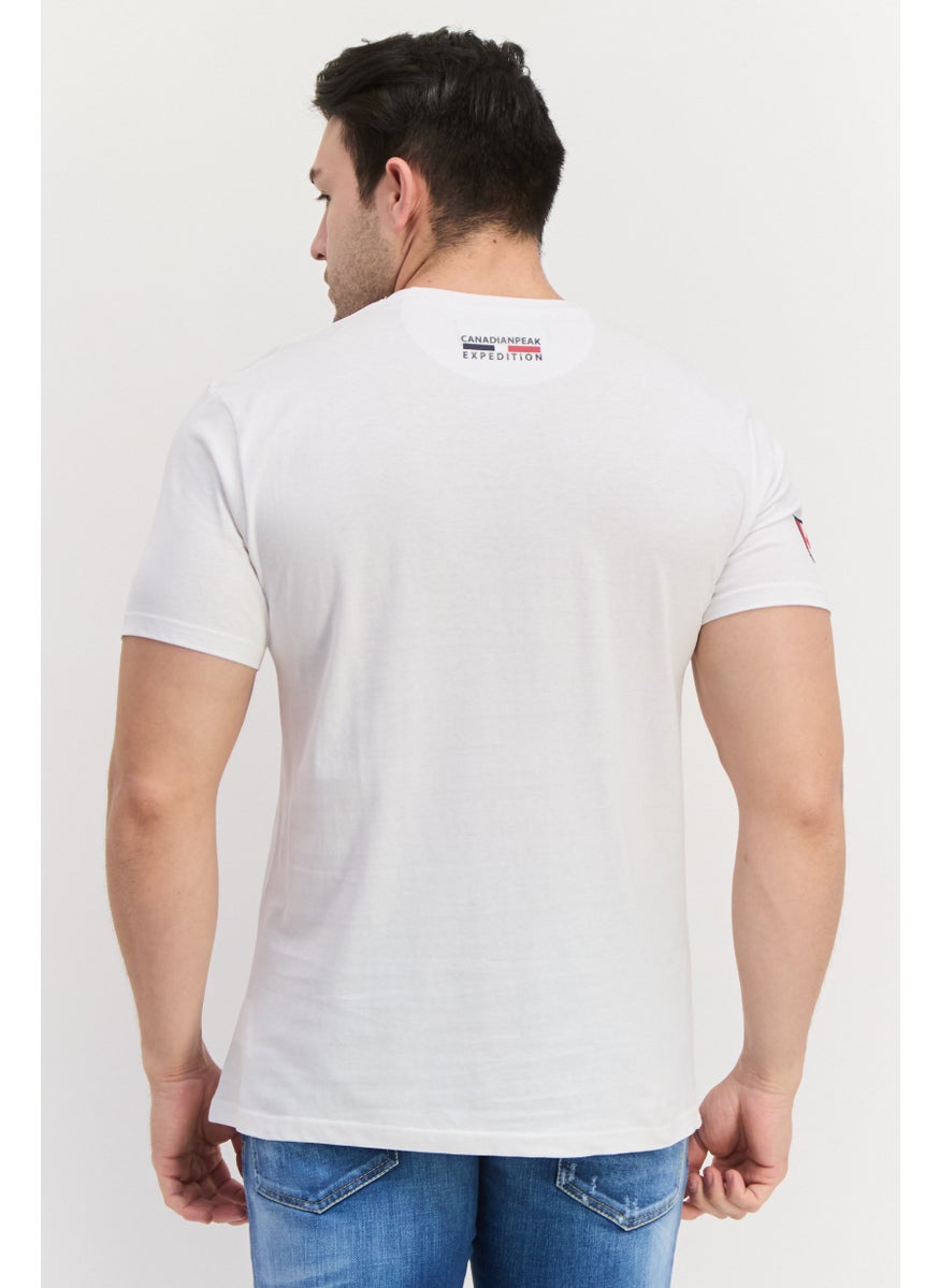 Canadian Peak Men Crew Neck Short Sleeve Graphic Print T-Shirt, White  - Image 4