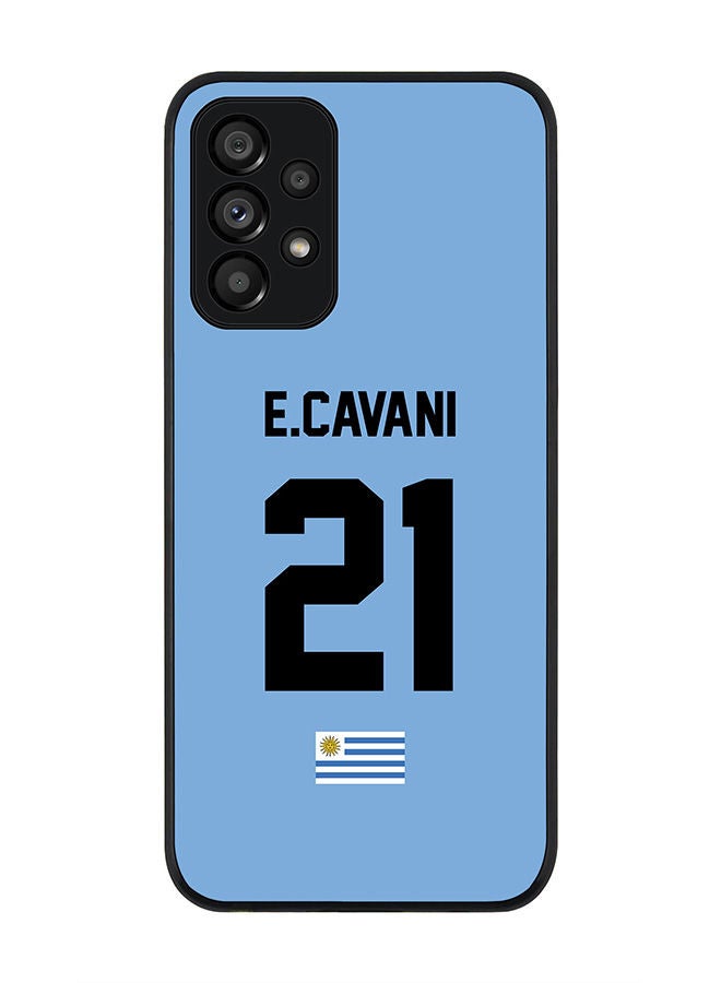 Stylizedd Rugged Black edge case for Samsung Galaxy A73 5G Slim fit Soft Case Flexible Rubber Edges Anti Drop TPU Gel Thin Cover - Football Team - Uruguay  Player Name - E.Cavani - Image 1