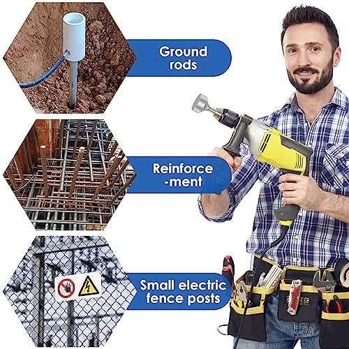 EUWBSSR SDS Plus Ground Rod Driver, 85mm Heavy Duty Steel Drill Bit Driver Wear, Resistant Wide Compatibility Ground Rod Bits Socket for Rotary Hammer Drill Grounding Rods (Flat Drill) - Image 4