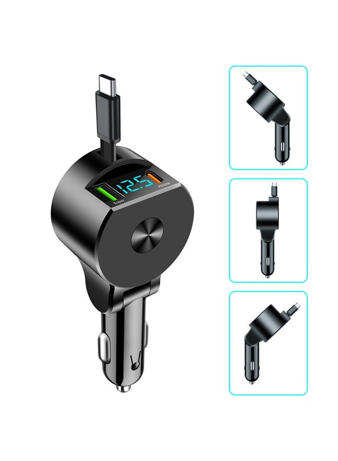 BiuTFon 75W Fast Charging Car Charger QC3.0 PD30W USB C Car Phone Charger With Type C Cable for iphone 15 14 13 Xiaomi Huawei Samsung - Image 1