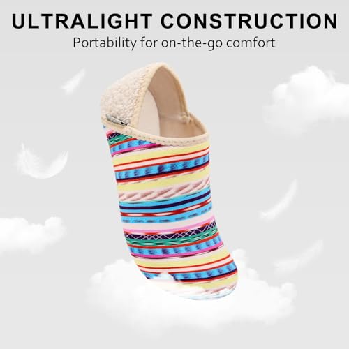 VIFUUR House Slippers for Women Men Slip on Indoor Barefoot Slipper Socks Fuzzy Cozy Sock Shoes for Home Bedroom Travel Multicolored Stripes,40/41 - Image 5