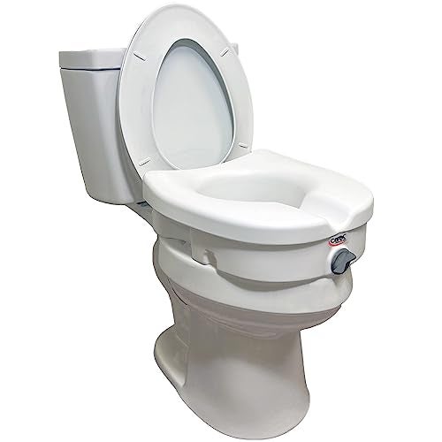 Carex EZ Lock Raised Toilet Seat Elongated Toilet Seat Riser Adds 5 Inches of Height 300 lbs Capacity Elevating and Raising Seat for Elderly and Handicap Universal SlipResistant White
