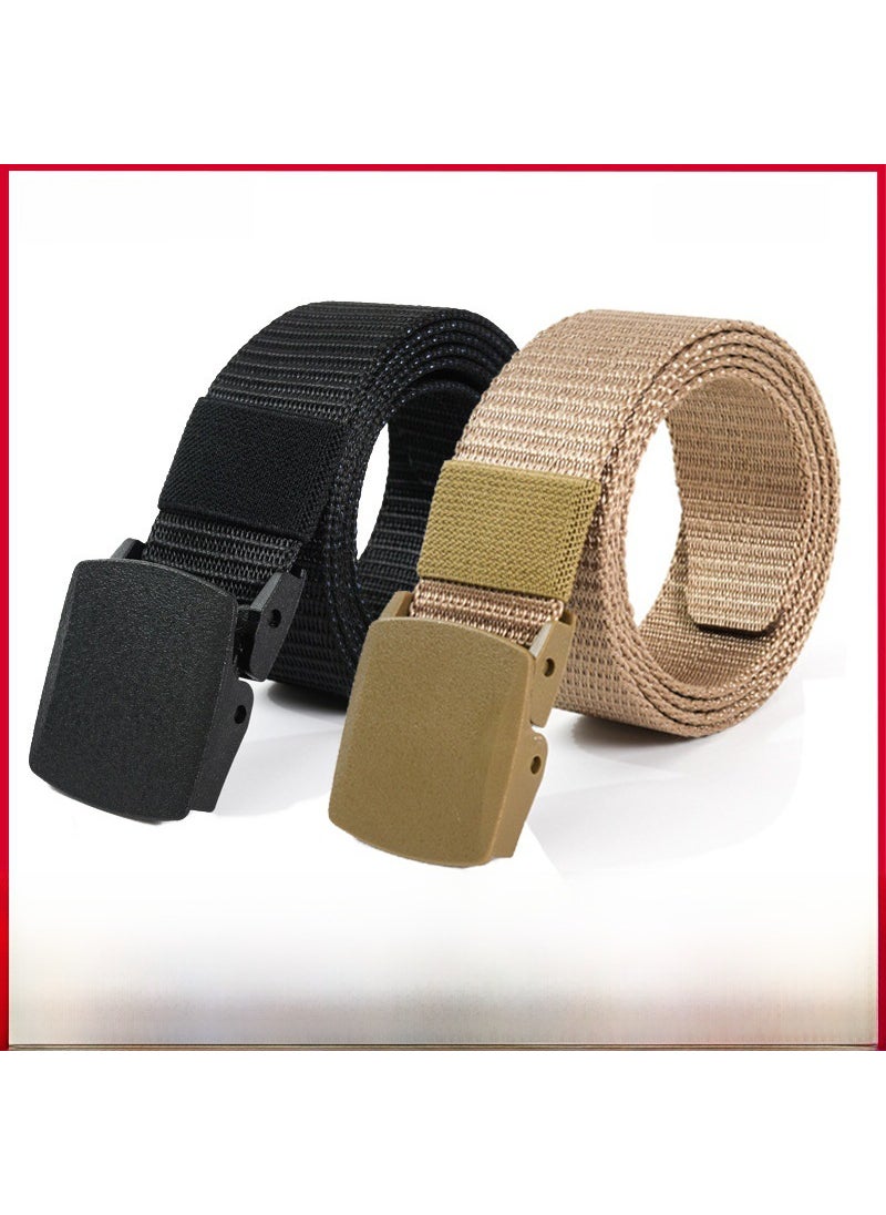 Generic Mens Casual Canvas Belt Automatic Buckle Nylon Tactical Outdoor Belt for Students Military Training And Leisure Wear Black  - Image 3