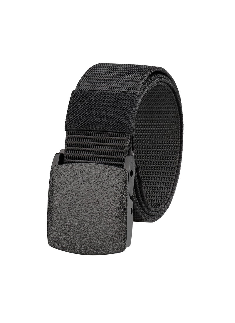 Generic Mens Casual Canvas Belt Automatic Buckle Nylon Tactical Outdoor Belt for Students Military Training And Leisure Wear Black  - Image 1