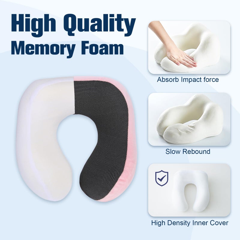 Cirorld Neck Pillow for Traveling, Travel Pillows for Airplanes,100% Pure Memory Foam Travel Neck Pillow, Adjustable Flight Pillow, Portable Plane Accessories with Eye Mask, Earplugs, Carry Bag - Image 5