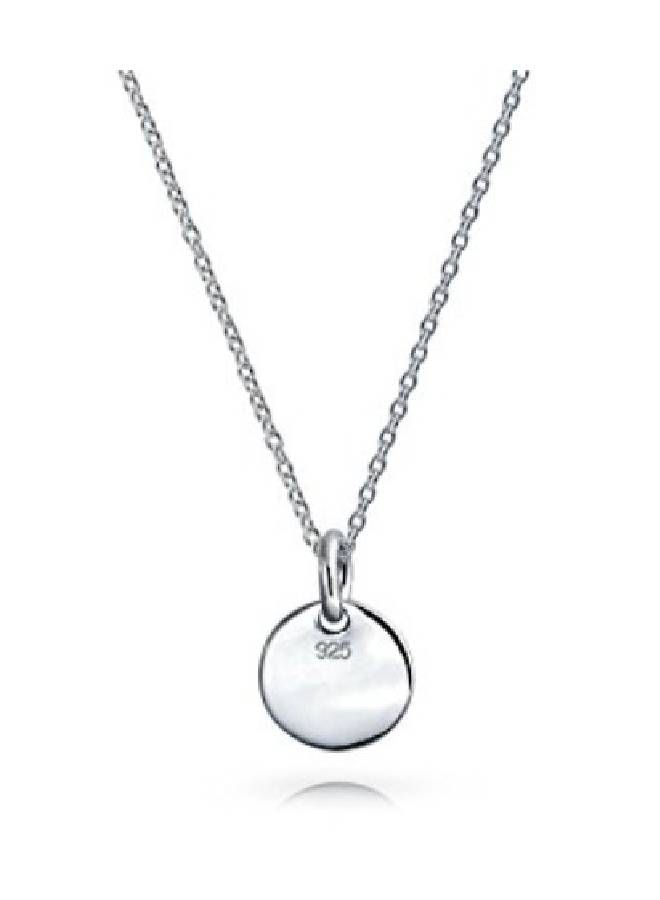 NIBEMINENT 925 Sterling Silver Letter E Initial Disc Pendant Necklace  - Image 2
