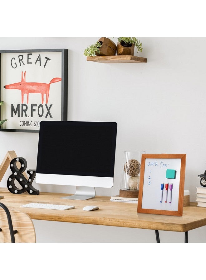 تشوانغ دي لوحة بيضاء قابلة للمسح على سطح المكتب مع حامل 14 × 11 بوصة لوحة بيضاء لسطح المكتب بإطار خشبي ولوحة كتابة بيضاء مع 8 أقلام تحديد وممحاة مغناطيسية واحدة للمدرسة والمكتب وقائمة الطعام - Image 4
