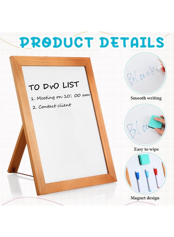 تشوانغ دي لوحة بيضاء قابلة للمسح على سطح المكتب مع حامل 14 × 11 بوصة لوحة بيضاء لسطح المكتب بإطار خشبي ولوحة كتابة بيضاء مع 8 أقلام تحديد وممحاة مغناطيسية واحدة للمدرسة والمكتب وقائمة الطعام - Image 3