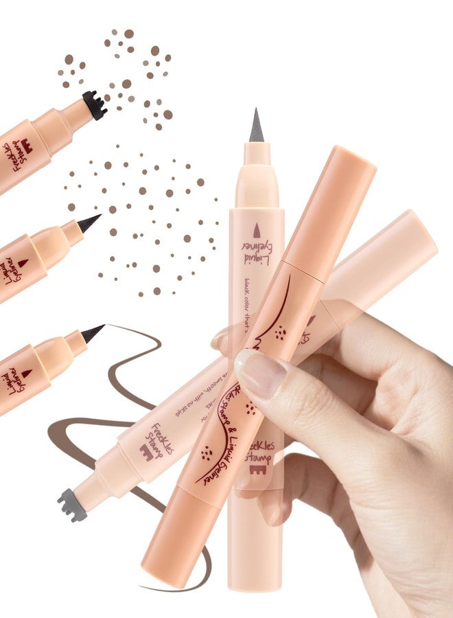 SUMEITANG 2-in-1 Faux Freckle Stamp Pen, Dual-Ended Waterproof Fake Freckle Pen with Different Size Stamps & 0.5mm Tip, Quick Natural Sun-Kissed Freckles for Makeup for Freckle Lovers - Image 1