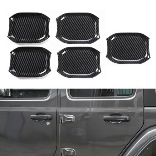 CheroCar for Jeep JL Outer Door Bowl Cover Trim Exterior Accessories for 2018-2025 Jeep Wrangler JL (Carbon Fiber Grain) - Image 1