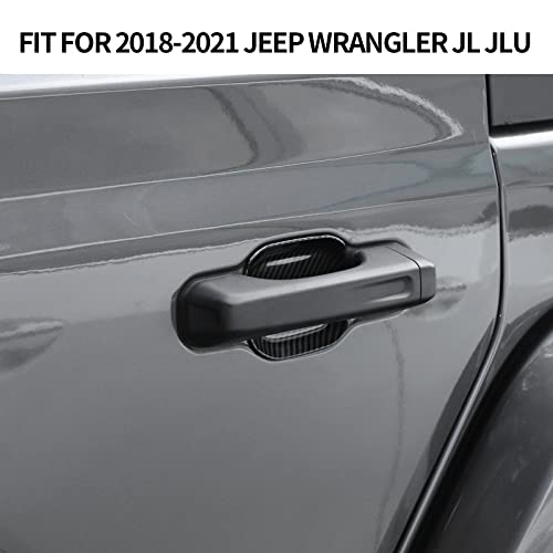 CheroCar for Jeep JL Outer Door Bowl Cover Trim Exterior Accessories for 2018-2025 Jeep Wrangler JL (Carbon Fiber Grain) - Image 3