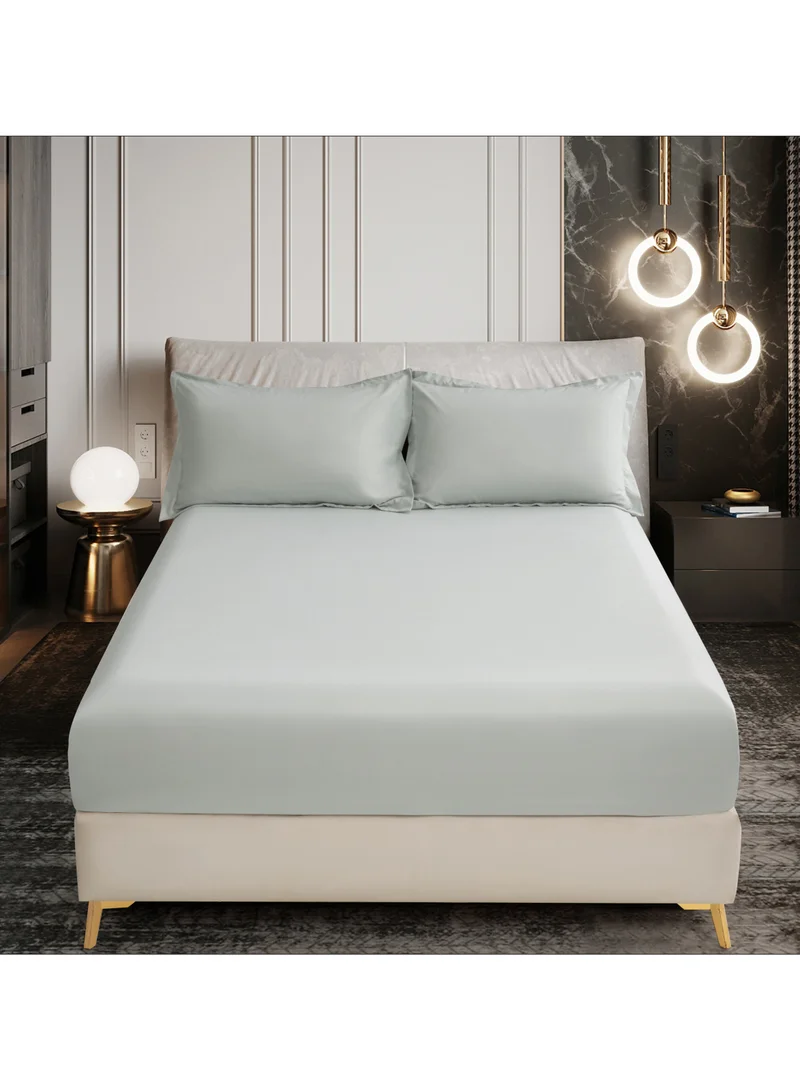 Bedding Fitted Sheet - Fits 200x200 Cm For Super King Bed 3 Pcs (1 Fitted Sheet and 2 Pillowcases) - 35 Cm Deep Pocket - Solid Bed Sheet