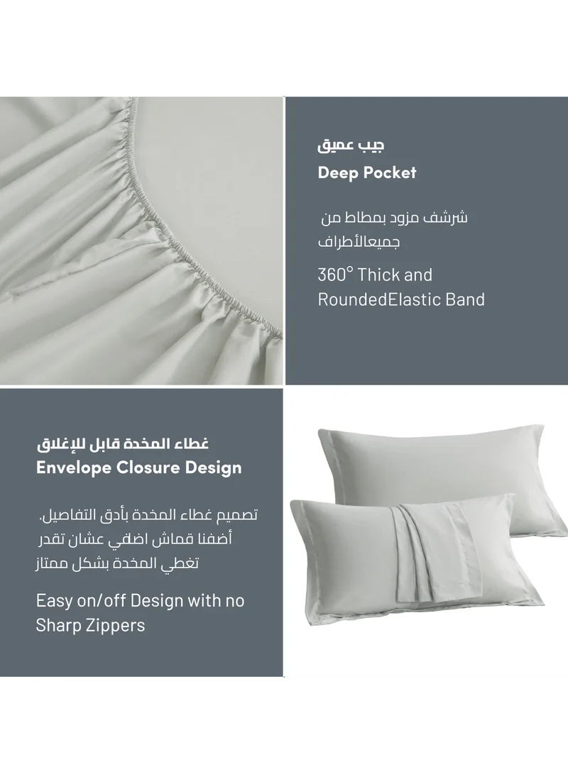 Donetella SUPER KING (200x200cm) Bedding Fitted Sheet - Fits 200x200 Cm For Super King Bed 3 Pcs (1 Fitted Sheet and 2 Pillowcases) - 35 Cm Deep Pocket - Solid Bed Sheet  | Best Price UAE