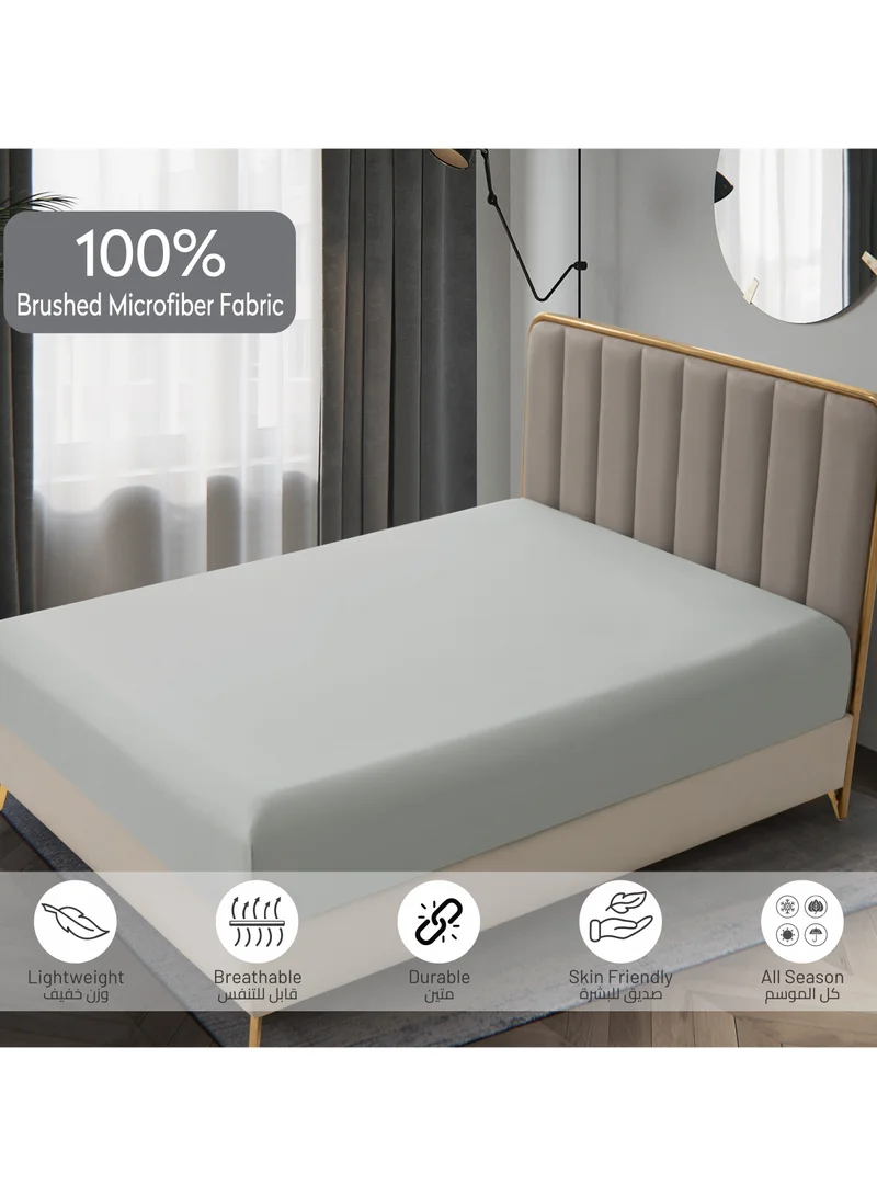 Donetella SUPER KING (200x200cm) Bedding Fitted Sheet - Fits 200x200 Cm For Super King Bed 3 Pcs (1 Fitted Sheet and 2 Pillowcases) - 35 Cm Deep Pocket - Solid Bed Sheet  | Best Price UAE