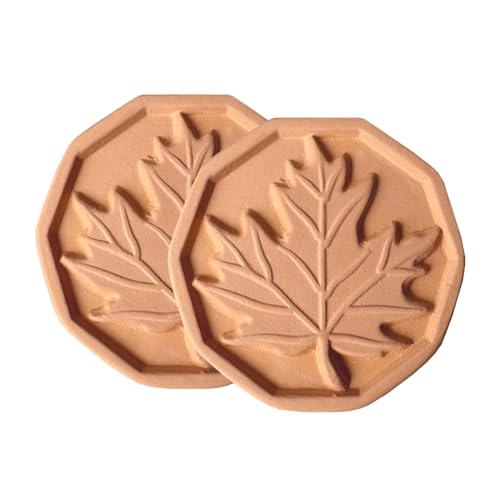 OULLYY 2 Pack Brown Sugar Saver and Softener, Terracotta Brown Sugar Keeper Disc for Food Storage Containers, Reusable & Food Safe, Maple Leaf - Image 1