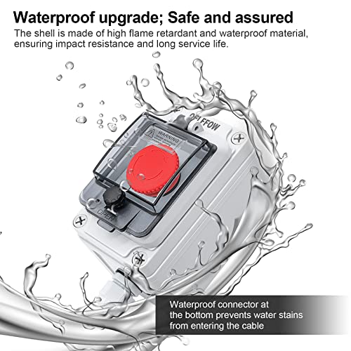 OELFFOW IP67 Button Switch Outdoor Waterproof Box Red Button Emergency Stop with Protective Cover Anti-misoperation Switch(AC/DC 6A-110V/3A-240V/2.5A-380V) - Image 3