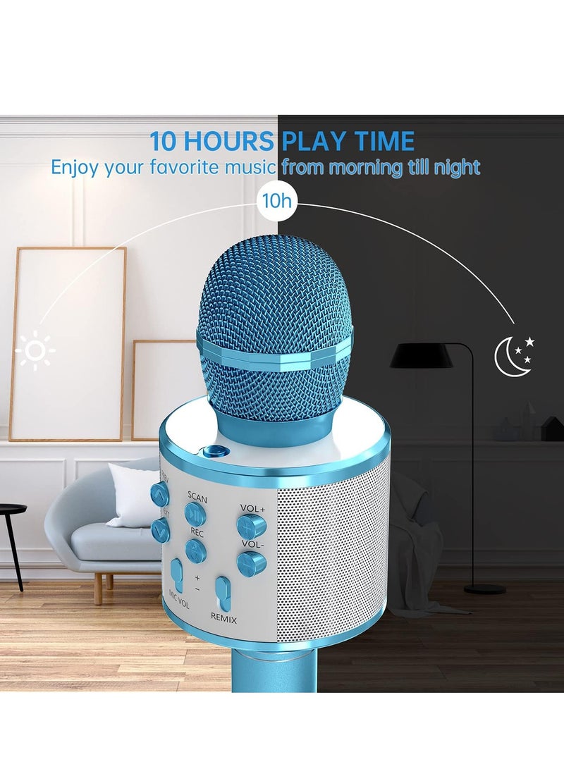 ELTRAZONE 2 Pack Wireless Bluetooth Karaoke Microphone for Kids – Portable Handheld Mic Speaker Machine in Blue, Perfect Gift for All Ages - Image 4