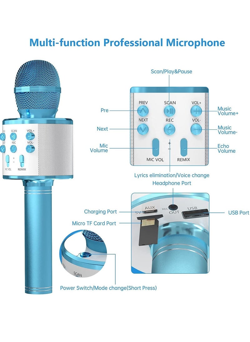 ELTRAZONE 2 Pack Wireless Bluetooth Karaoke Microphone for Kids – Portable Handheld Mic Speaker Machine in Blue, Perfect Gift for All Ages - Image 5