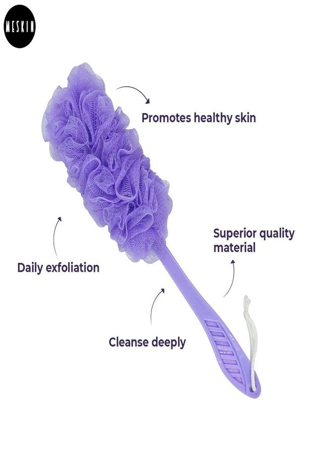 MeSkin Long-Handled Bath Body Loofah Brush for Men and Women, Exfoliating Back Scrubber for Luxurious Bathing Experience (Multicolor, Pack of 1) - Image 3
