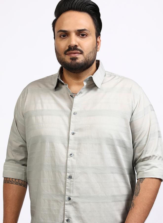 HIGHLANDER Plus Size Striped Collared Shirt - Image 1