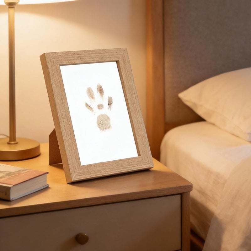 NOENNULL Dog Footprint Kit, Wooden Frame to Display Pet Memories, Ink Pad and 2 Papers Included, Memorial Wooden Frame for Pet Owners, - Image 4