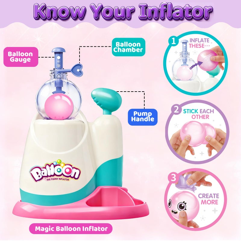 BlivEclat Balloon Animals Kit with Pump, Funny Balloons Inflator Toy, DIY Sticky Balloon with Pump, Squishy Balloons Maker, Magic Sticky Balls Making Craft Kit for Girls Boys - Image 4