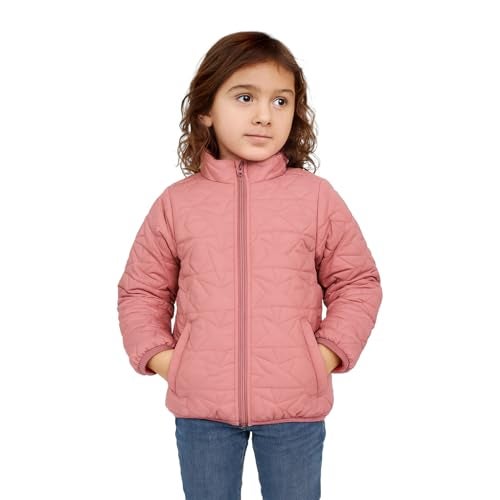 Nautinati Pink Quilted Star Pattern Puffer Jacket for Girls(NNNGWW070071-4-5Y_4-5Y_Pink) - Image 1