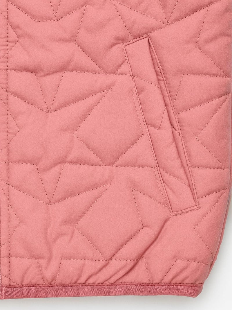 Nautinati Pink Quilted Star Pattern Puffer Jacket for Girls(NNNGWW070071-4-5Y_4-5Y_Pink) - Image 5