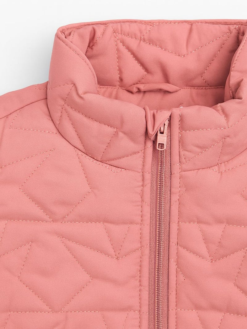 Nautinati Pink Quilted Star Pattern Puffer Jacket for Girls(NNNGWW070071-4-5Y_4-5Y_Pink) - Image 4