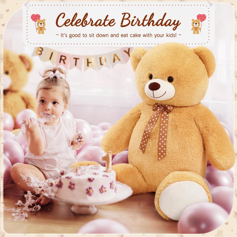 MorisMos Giant Bear 4ft Stuffed Animal for Girls Large Cute Bear with Bow Tie Baby Shower Decorations Birthday Christmas Valentine s Day Gift - Image 5