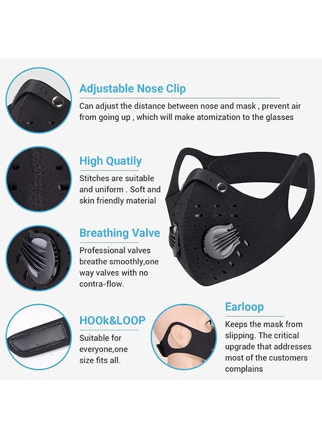 2PCS Dust Mouth Face Cover Half Face Sports Face Protections Anti Dust Face Mouth Riding Cover with Valve Reusable Breathing Lightweight Face Shield Outdoor Facial for Men and Women(BLACK,BLUE) - Image 3