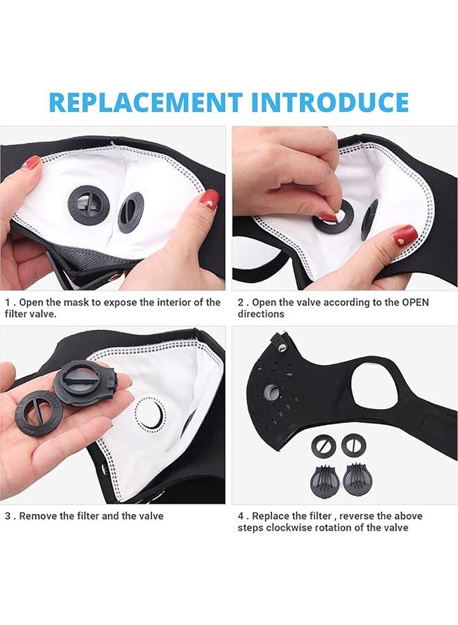 2PCS Dust Mouth Face Cover Half Face Sports Face Protections Anti Dust Face Mouth Riding Cover with Valve Reusable Breathing Lightweight Face Shield Outdoor Facial for Men and Women(BLACK,BLUE) - Image 4