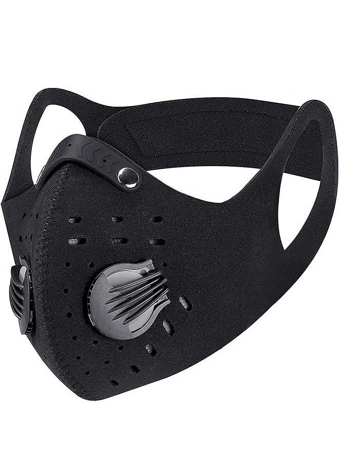 2PCS Dust Mouth Face Cover Half Face Sports Face Protections Anti Dust Face Mouth Riding Cover with Valve Reusable Breathing Lightweight Face Shield Outdoor Facial for Men and Women(BLACK,BLUE) - Image 2