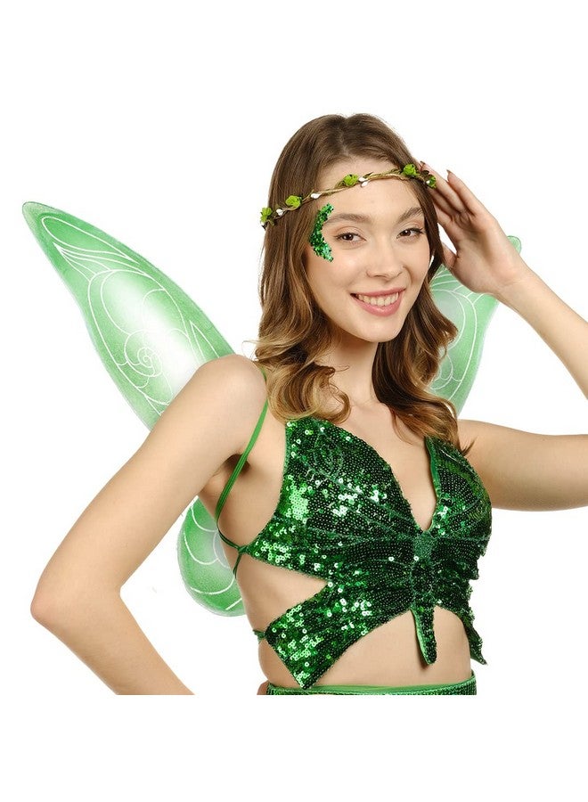 Funcredible Fairy Wings, Fairy Crown & Glitter - Fairy Costume Accessories - Butterfly Costume - Halloween Costumes for Women, Green, One Size Fits Most - Image 5