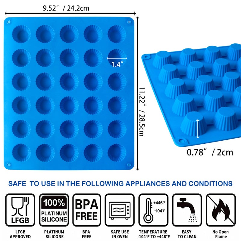 Sidosir 3pcs Peanut Butter Cup Mold, Silicone Mini Tart Pan for Bite Size Fat Bombs, Silicone Chocolate Candy Mold for Brownie (Bite Size Cup) - Image 2