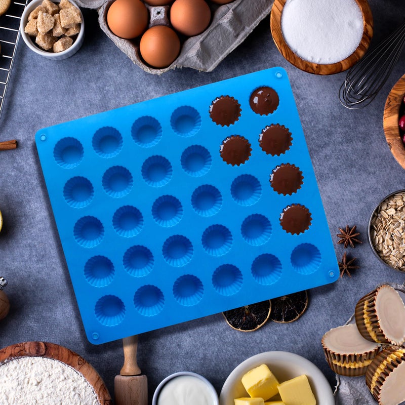 Sidosir 3pcs Peanut Butter Cup Mold, Silicone Mini Tart Pan for Bite Size Fat Bombs, Silicone Chocolate Candy Mold for Brownie (Bite Size Cup) - Image 5