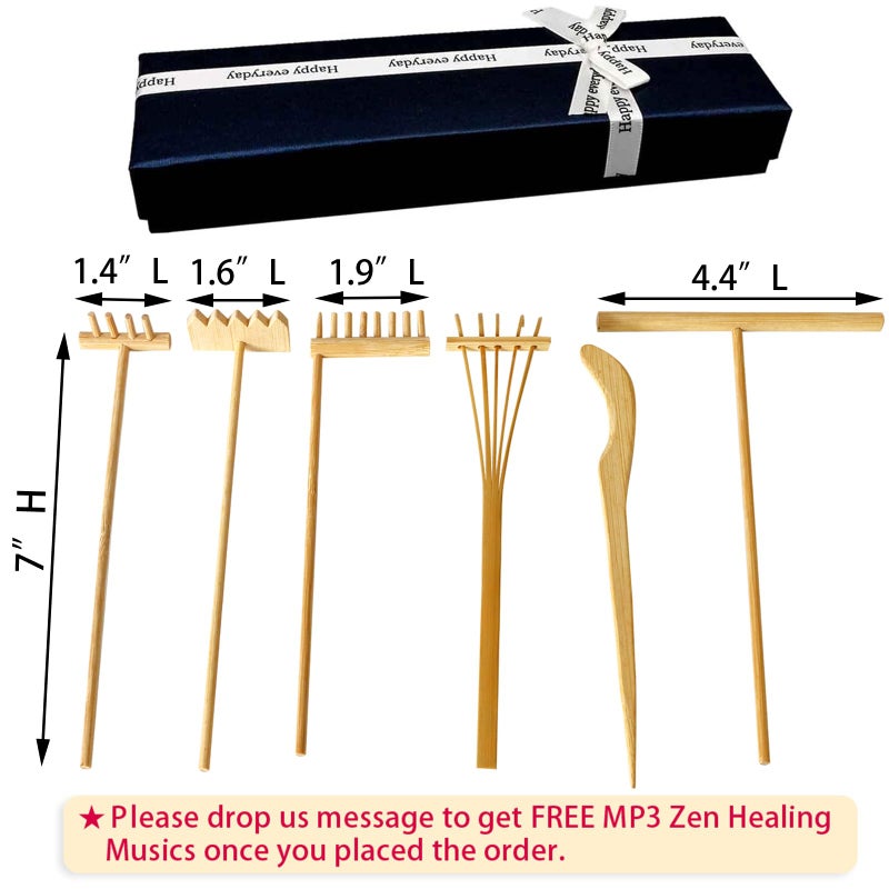 BangBangDa Mini Zen Garden Rake Set 6PCS - Premium Natural Bamboo Sand Rakes with Gift Box - Zen Garden Tools Kit Accessories Japan Zen Gift Stylus for Meditation & Sand Art - Image 3