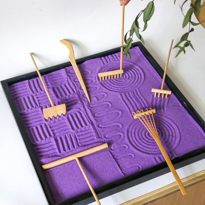 BangBangDa Mini Zen Garden Rake Set 6PCS - Premium Natural Bamboo Sand Rakes with Gift Box - Zen Garden Tools Kit Accessories Japan Zen Gift Stylus for Meditation & Sand Art - Image 1