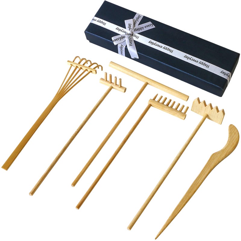BangBangDa Mini Zen Garden Rake Set 6PCS - Premium Natural Bamboo Sand Rakes with Gift Box - Zen Garden Tools Kit Accessories Japan Zen Gift Stylus for Meditation & Sand Art - Image 5